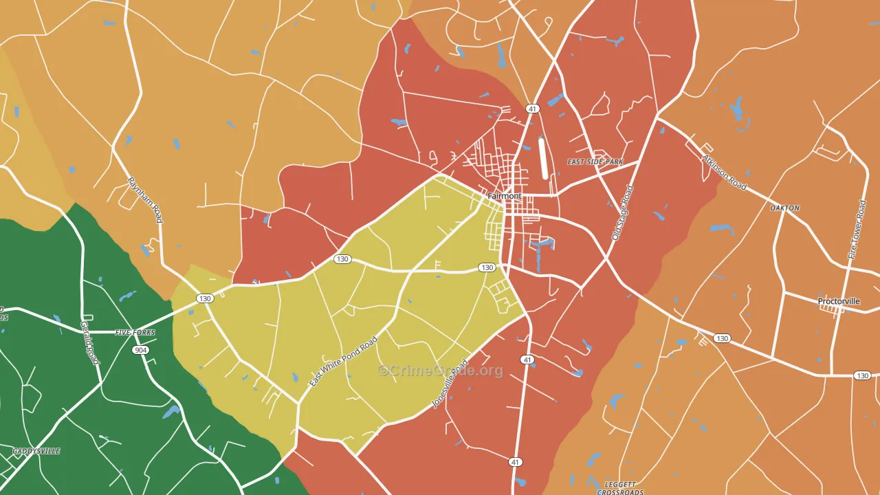 Fairmont, NC Map of Theft Rates