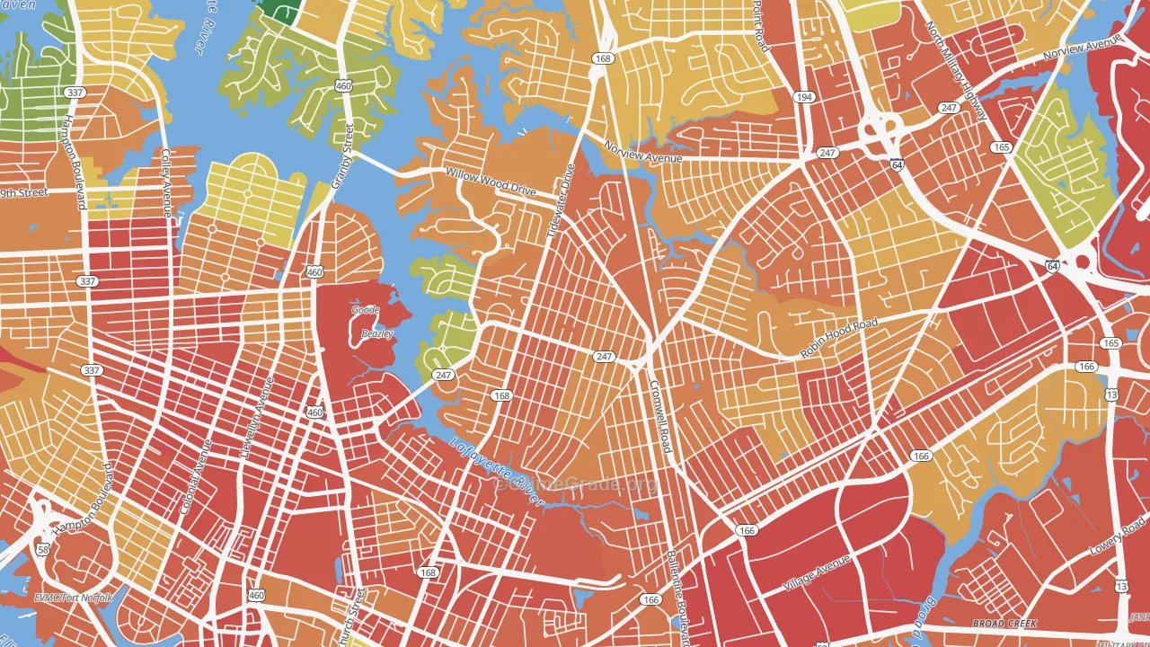 Fairmont Park, Norfolk, VA Map of Theft Rates