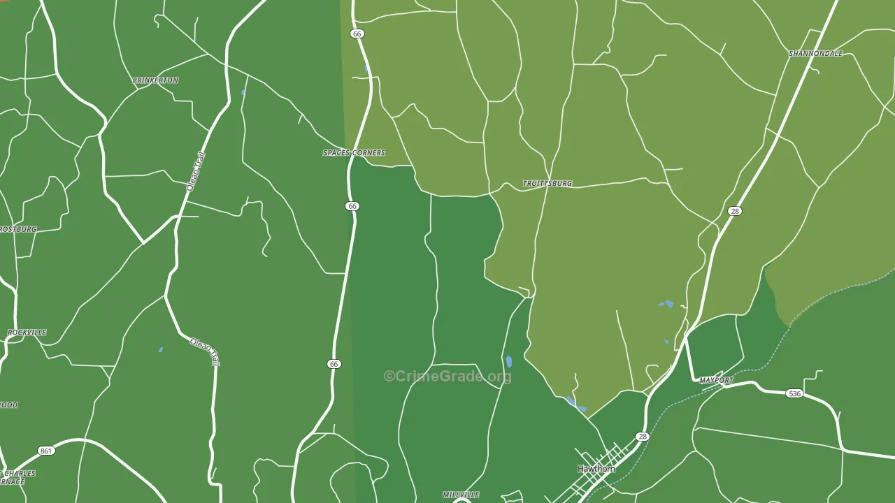 Fairmount City, PA Map of Theft Rates
