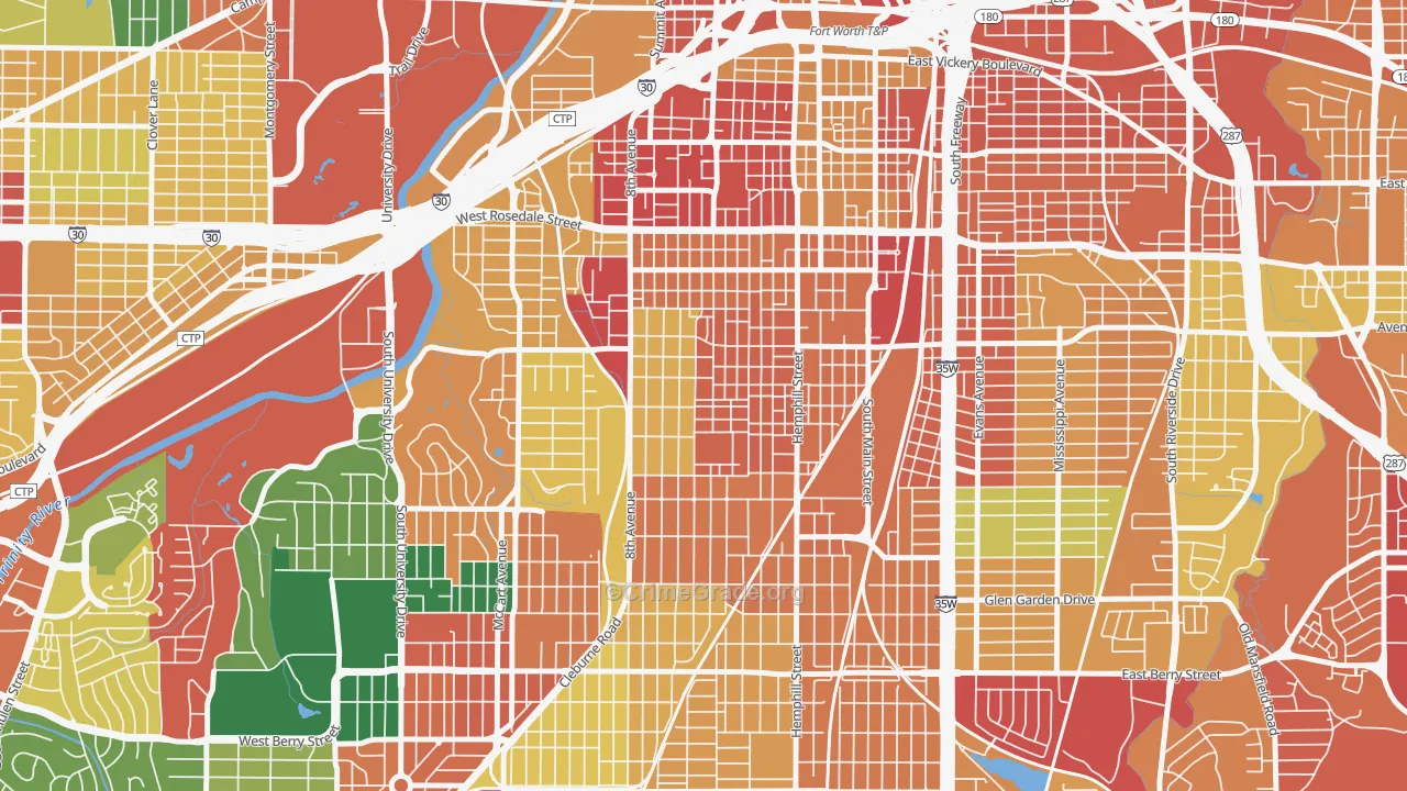 Fairmount, Fort Worth, TX Map of Theft Rates