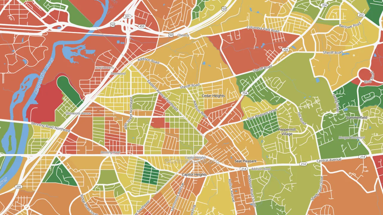 Fairmount Heights, MD Map of Theft Rates