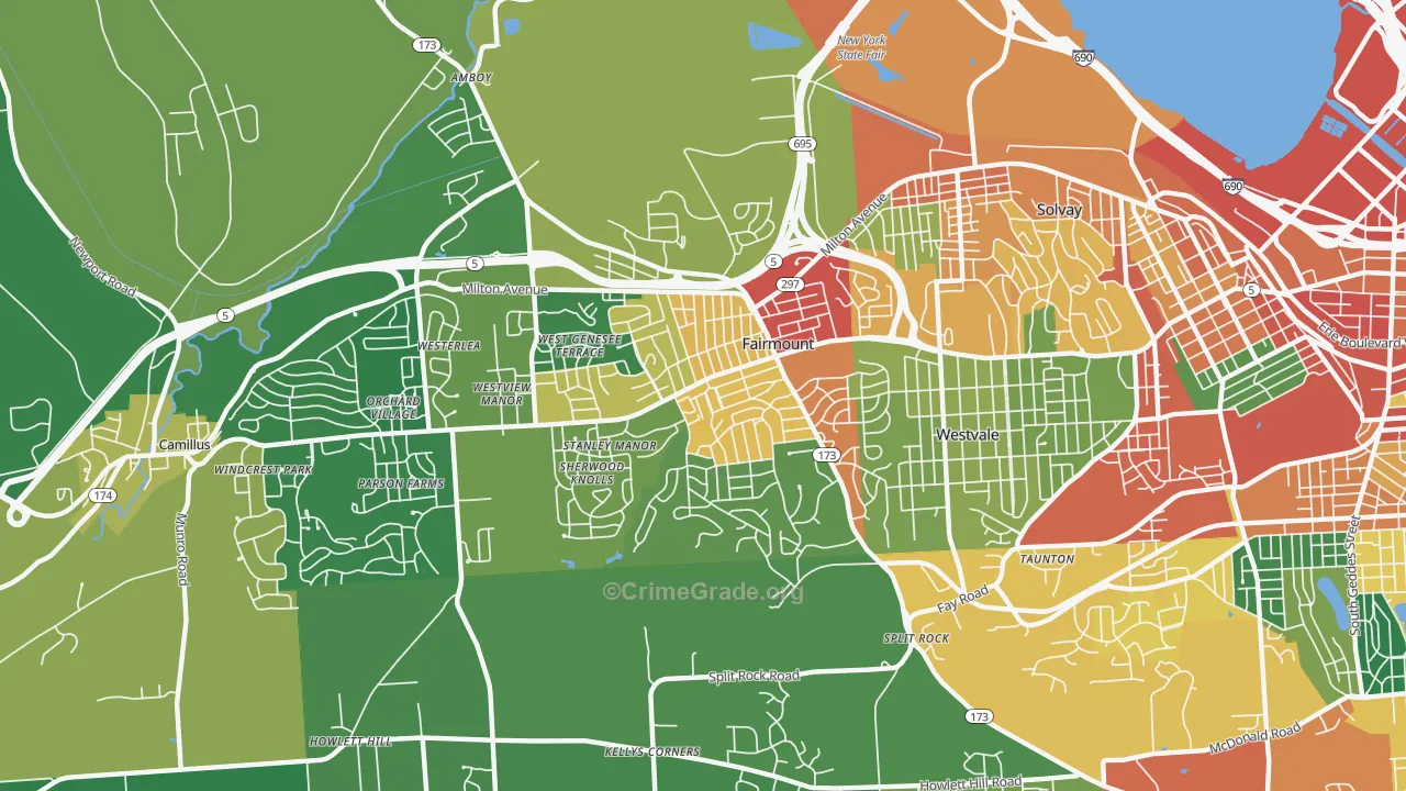 Fairmount, NY Map of Theft Rates