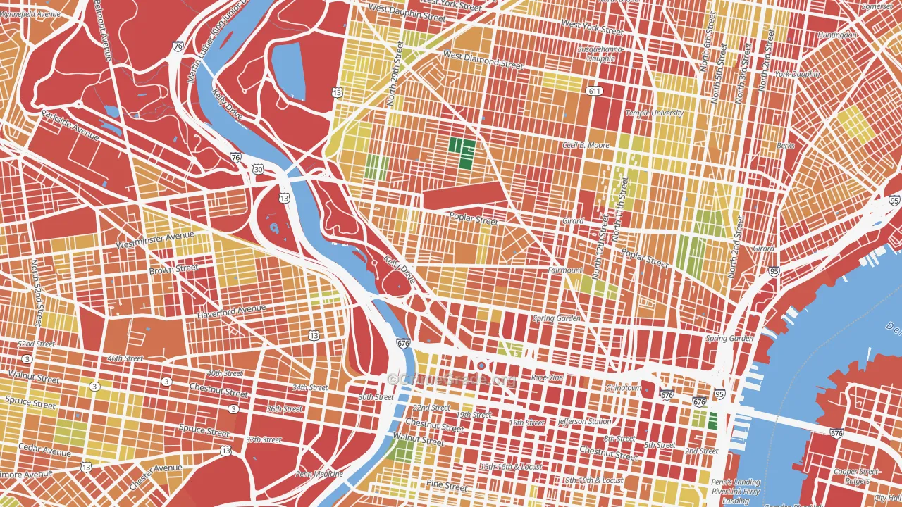 Fairmount, Philadelphia, PA Map of Theft Rates