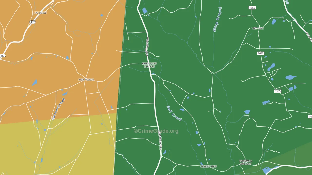Fairmount Springs, PA Map of Theft Rates