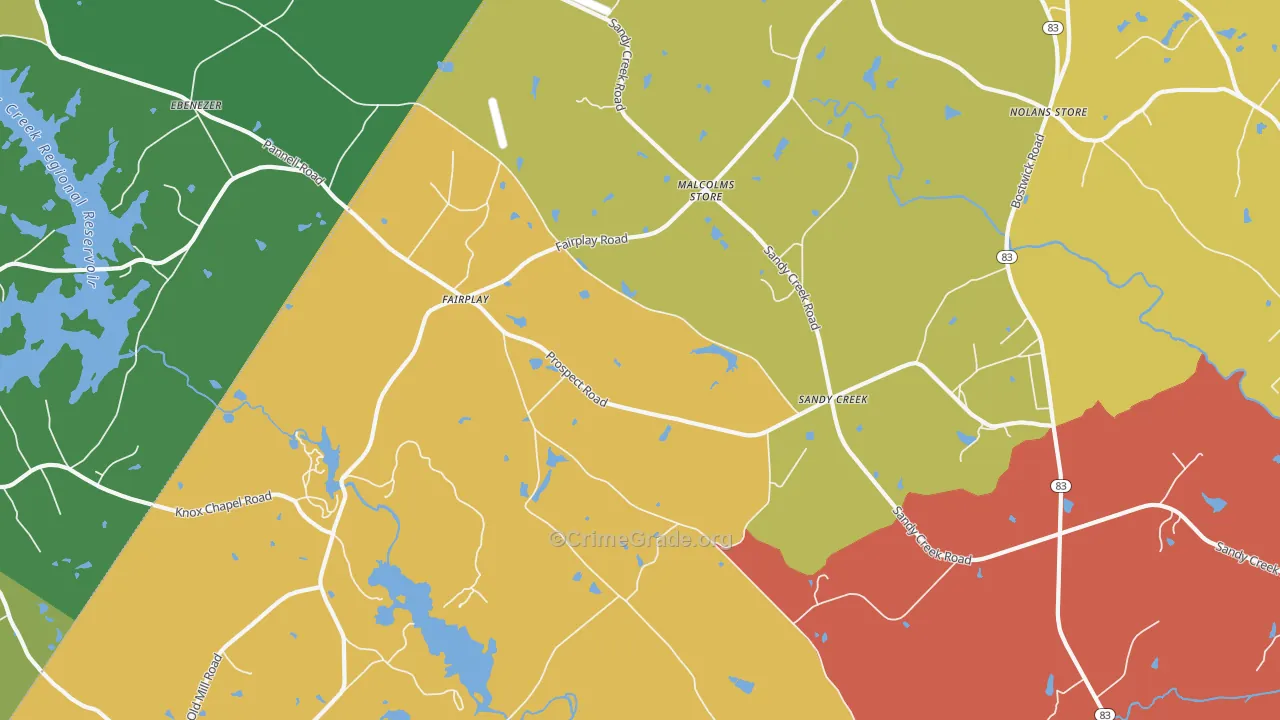 Fairplay, GA Map of Theft Rates