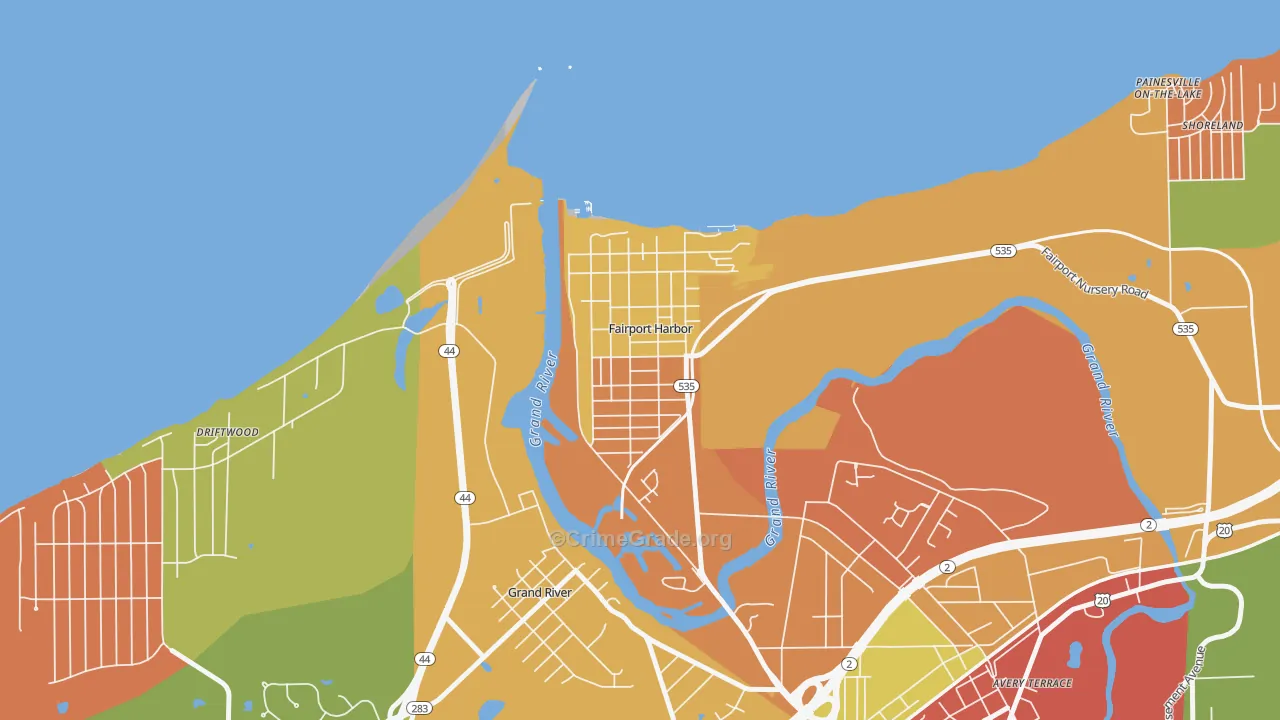 Fairport Harbor, OH Map of Theft Rates