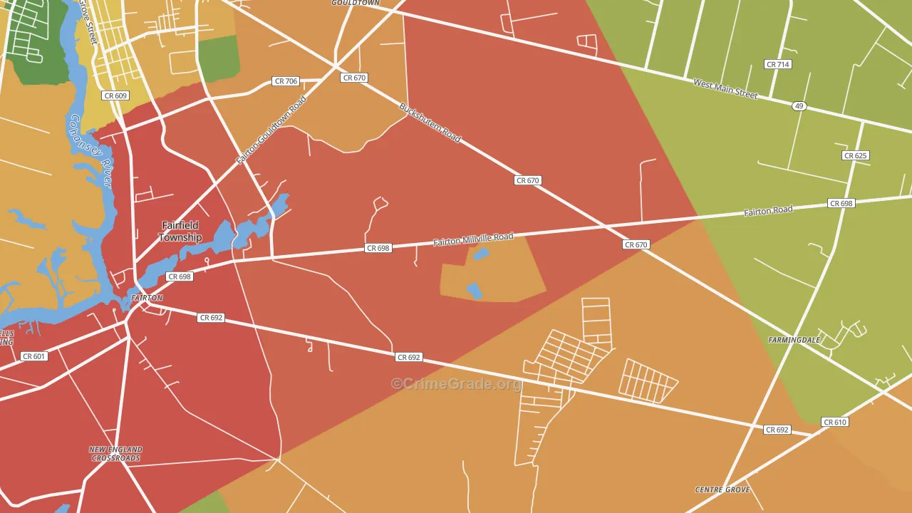 Fairton, NJ Map of Theft Rates