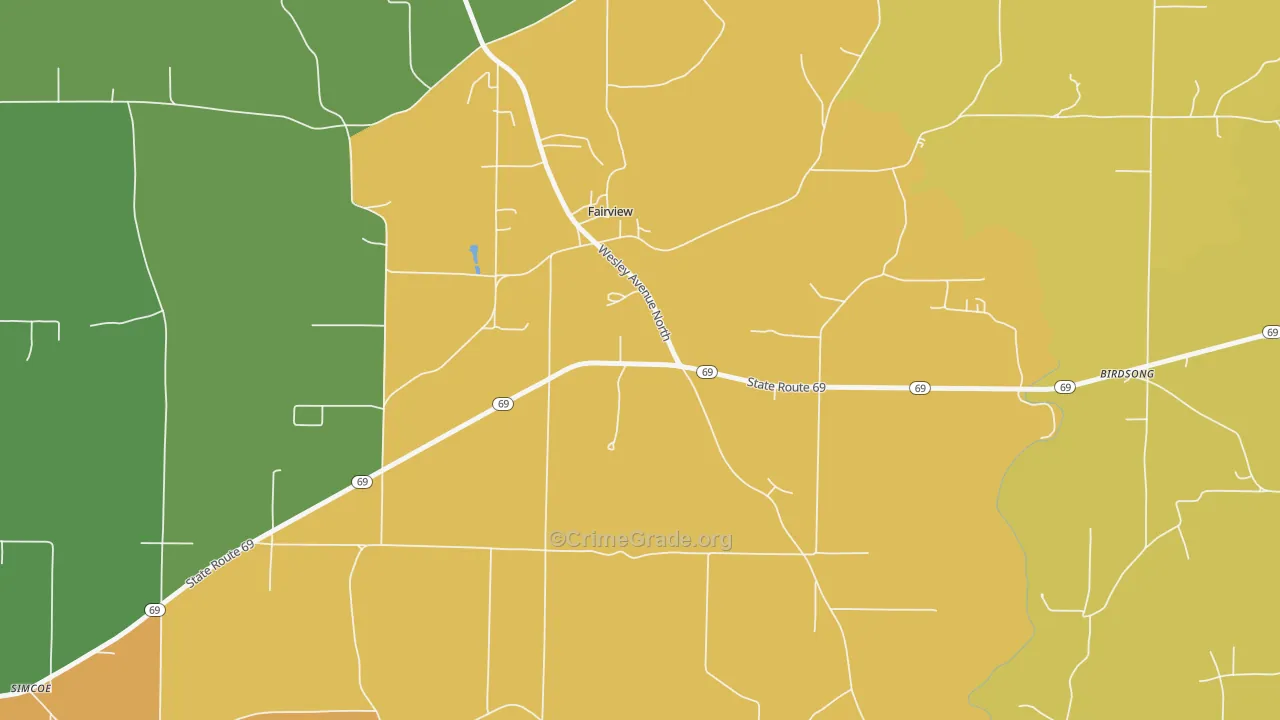 Fairview, AL Map of Theft Rates