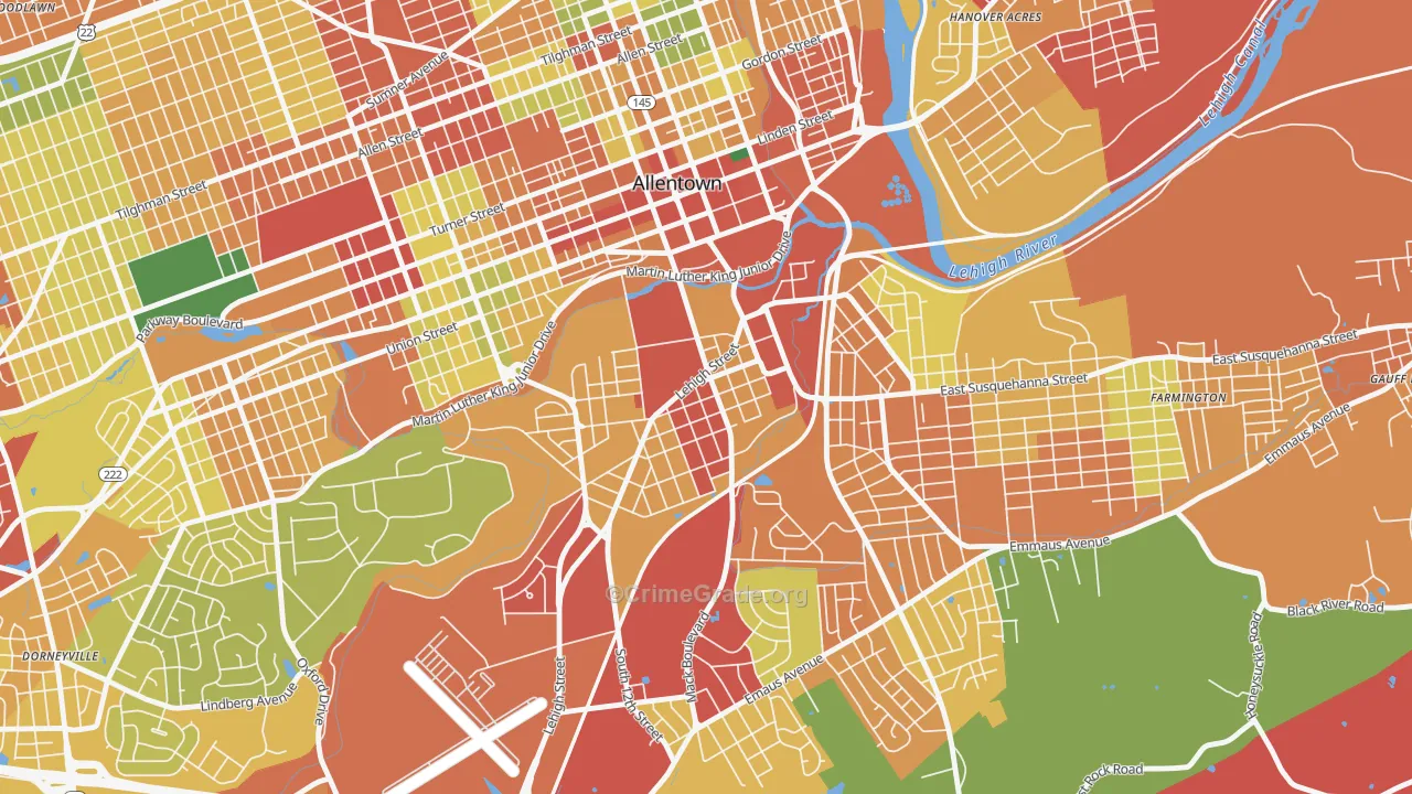 Fairview, Allentown, PA Map of Theft Rates