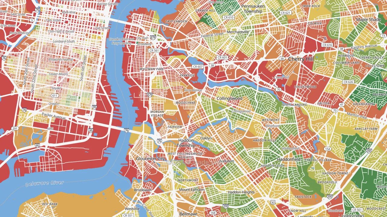 Fairview, Camden, NJ Map of Theft Rates