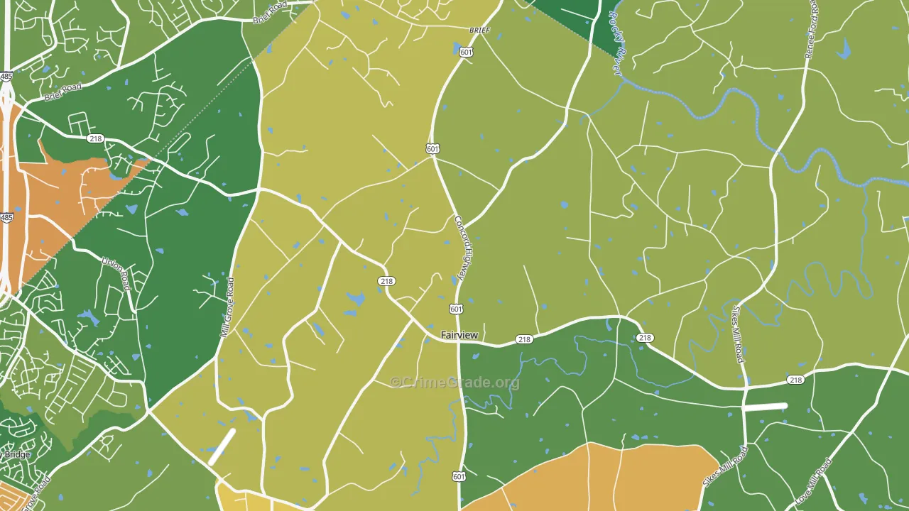 Fairview, Charlotte, NC Map of Theft Rates