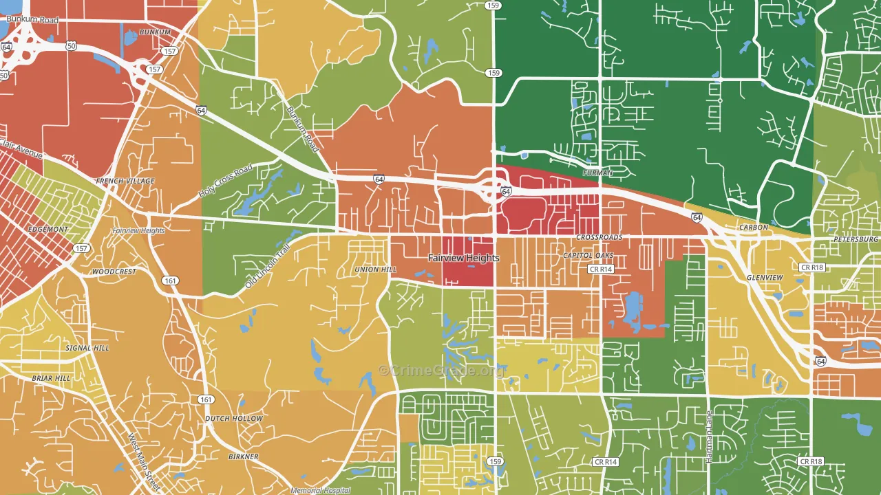 Fairview Heights, IL Map of Theft Rates