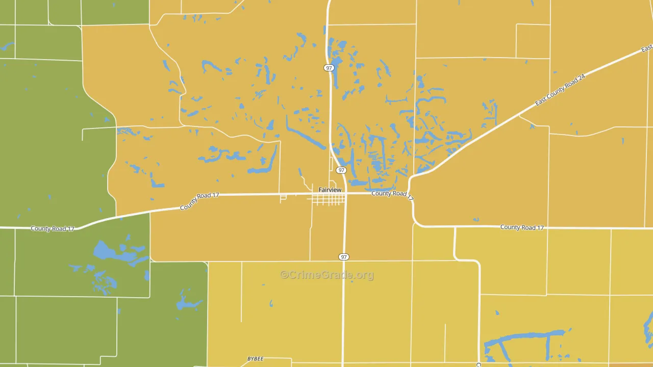 Fairview, IL Map of Theft Rates