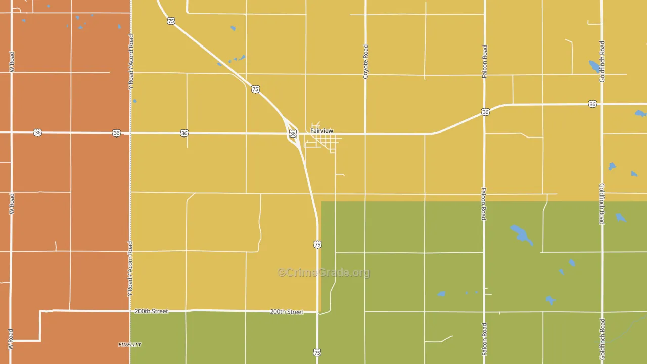 Fairview, KS Map of Theft Rates