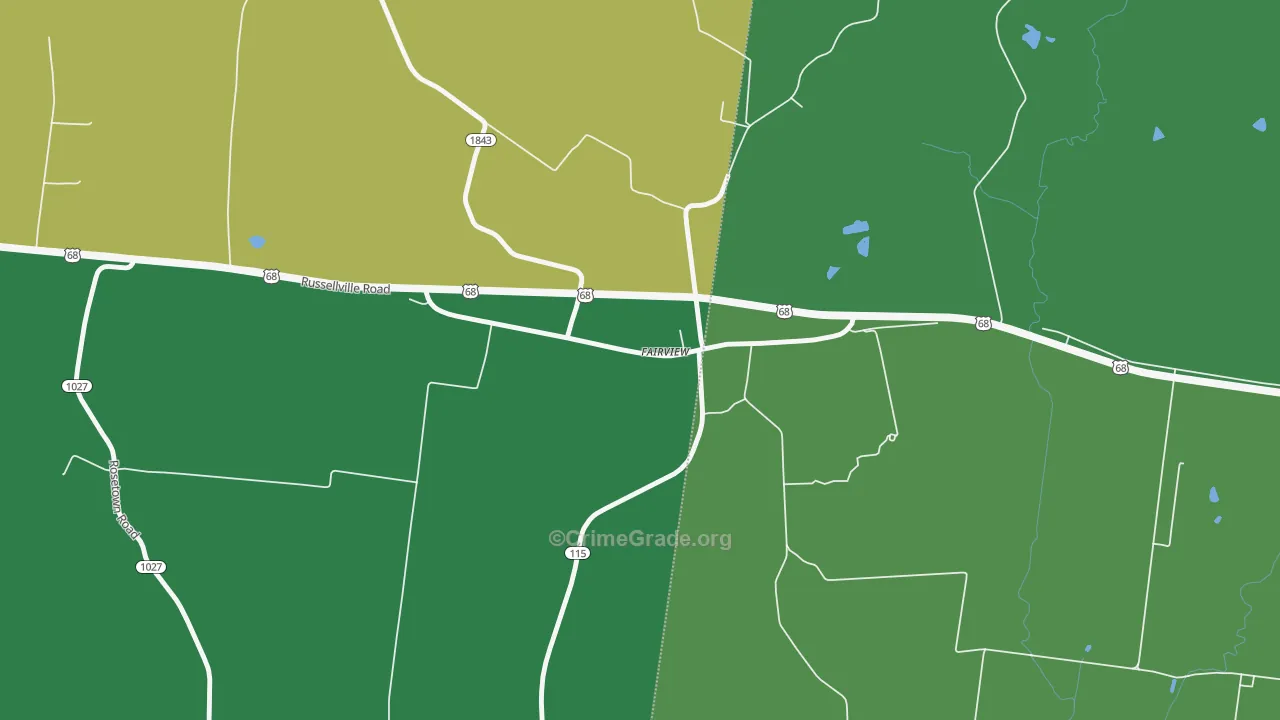 Fairview, KY Map of Theft Rates