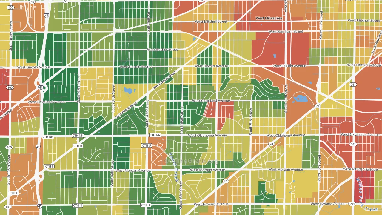 Fairview, Milwaukee, WI Map of Theft Rates