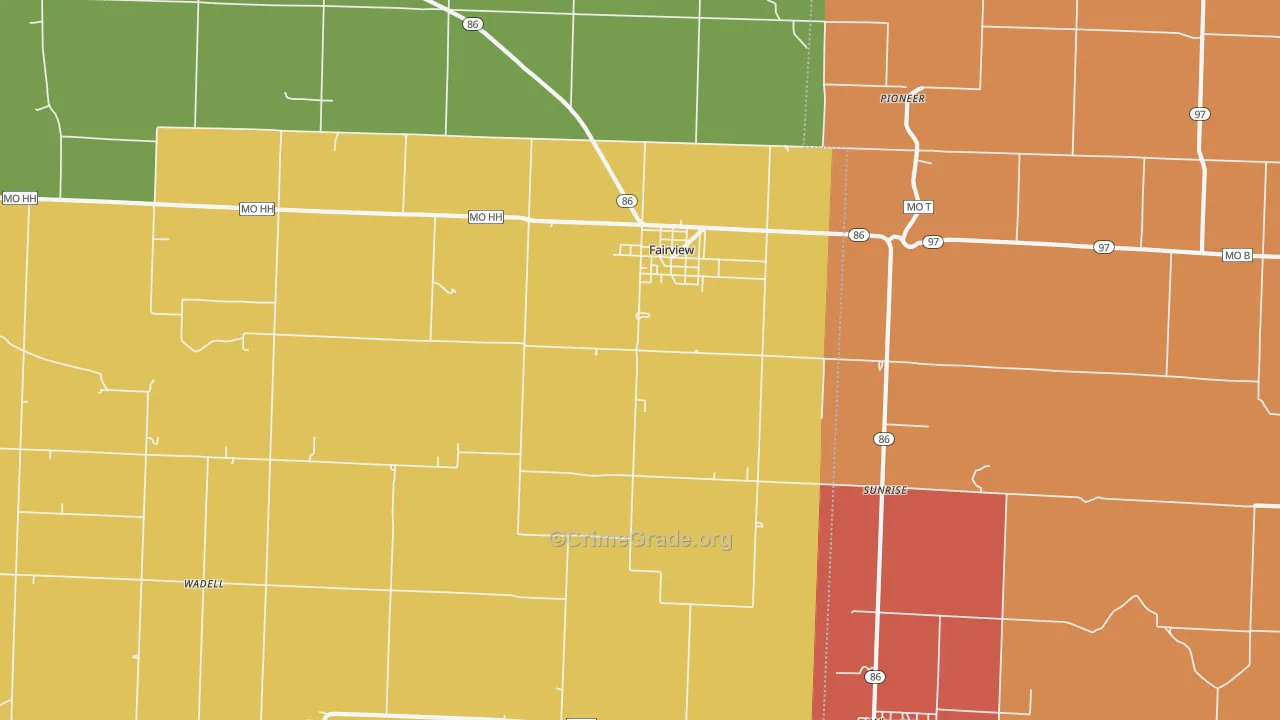 Fairview, MO Map of Theft Rates