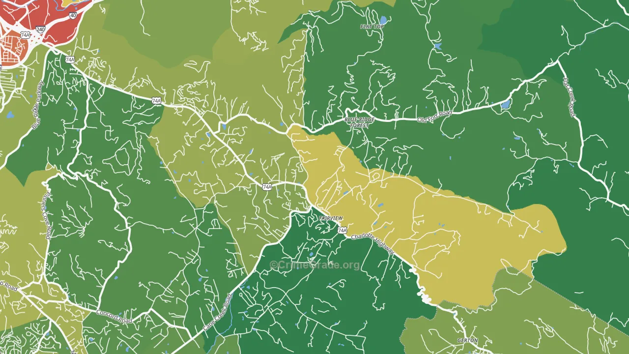 Fairview, NC Map of Theft Rates