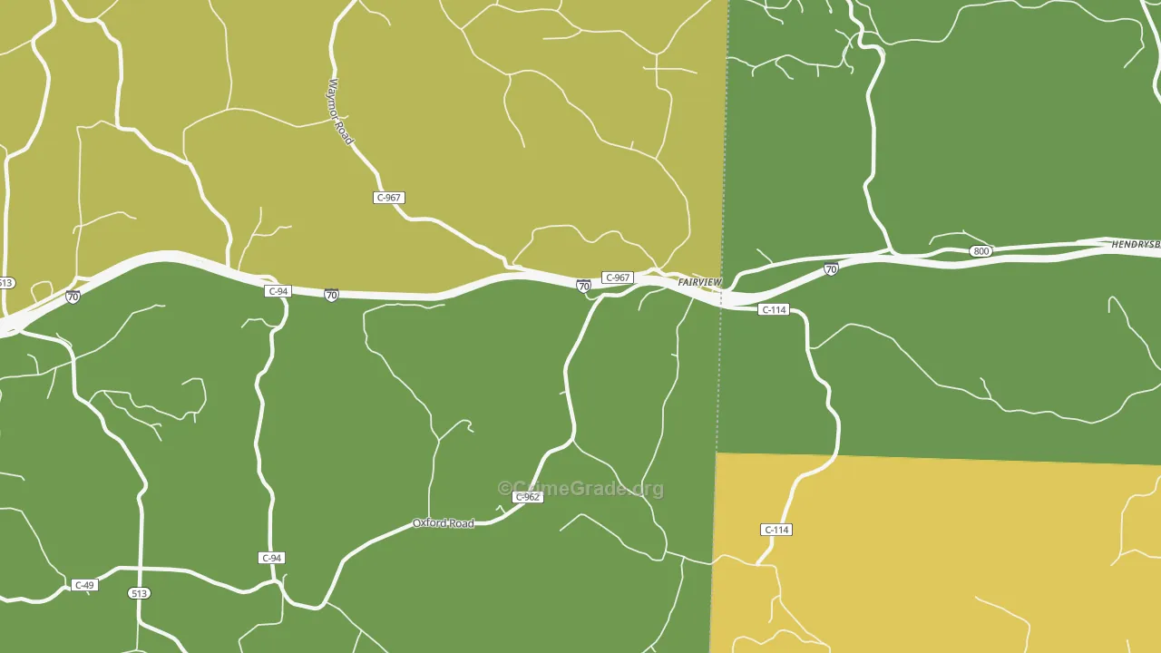Fairview, OH Map of Theft Rates