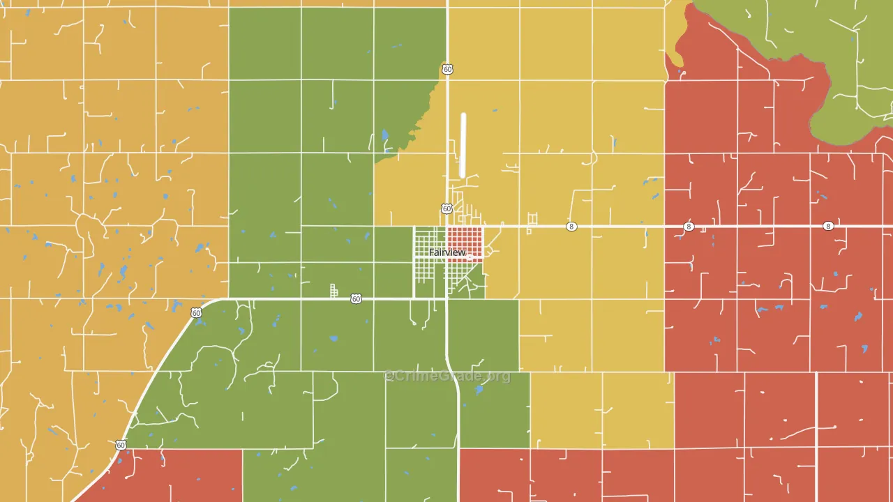 Fairview, OK Map of Theft Rates