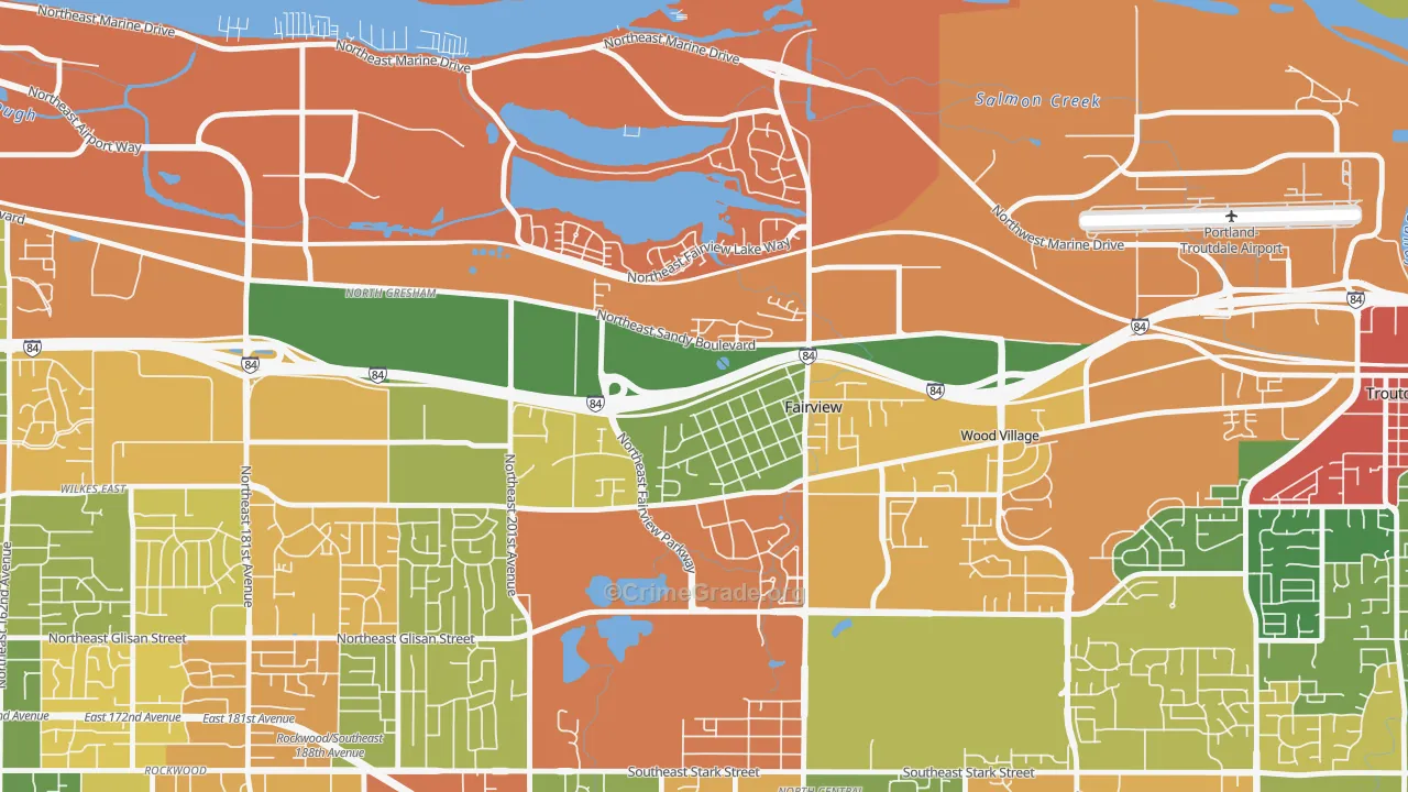 Fairview, OR Map of Theft Rates