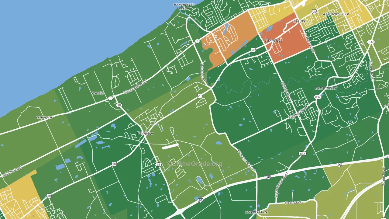 Fairview, PA Map of Theft Rates