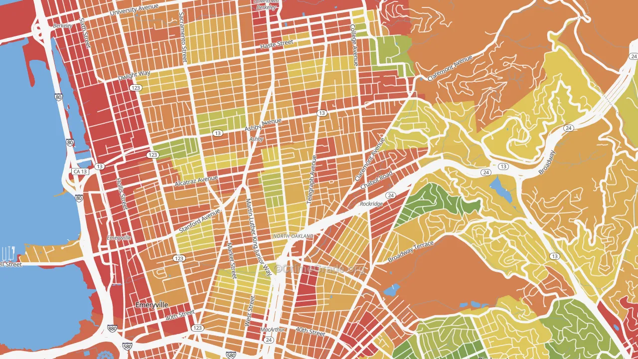 Fairview Park, Oakland, CA Map of Theft Rates