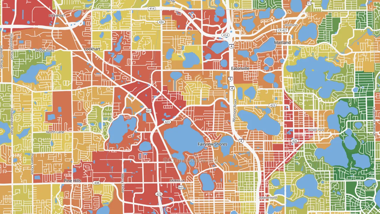 Fairview Shores, Orlando, FL Map of Theft Rates