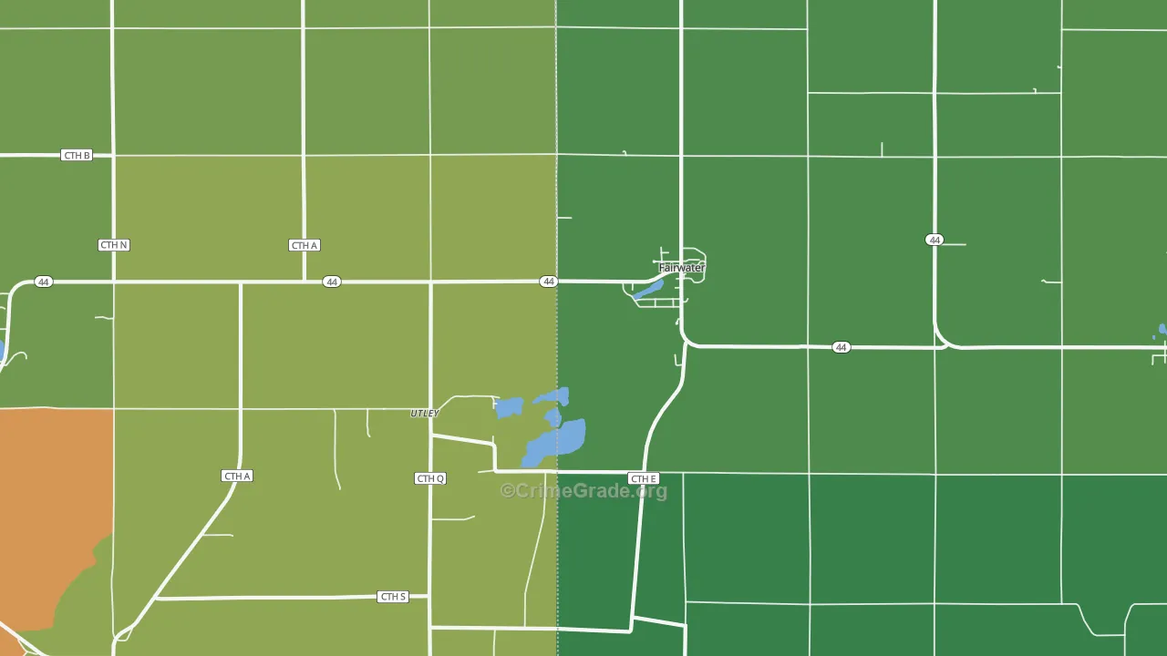 Fairwater, WI Map of Theft Rates