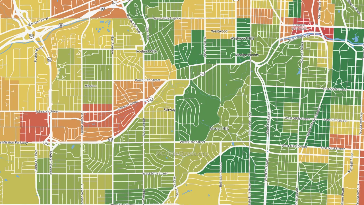 Fairway, KS Map of Theft Rates