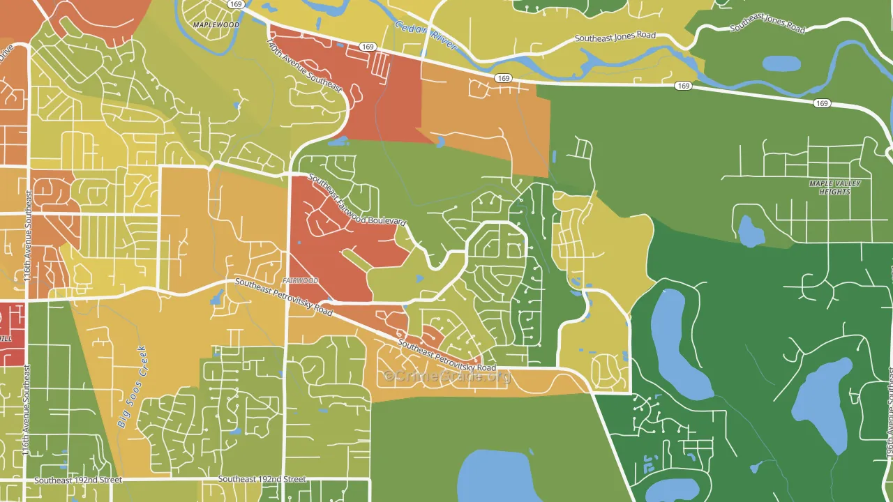 Fairwood Greens, Fairwood, WA Map of Theft Rates