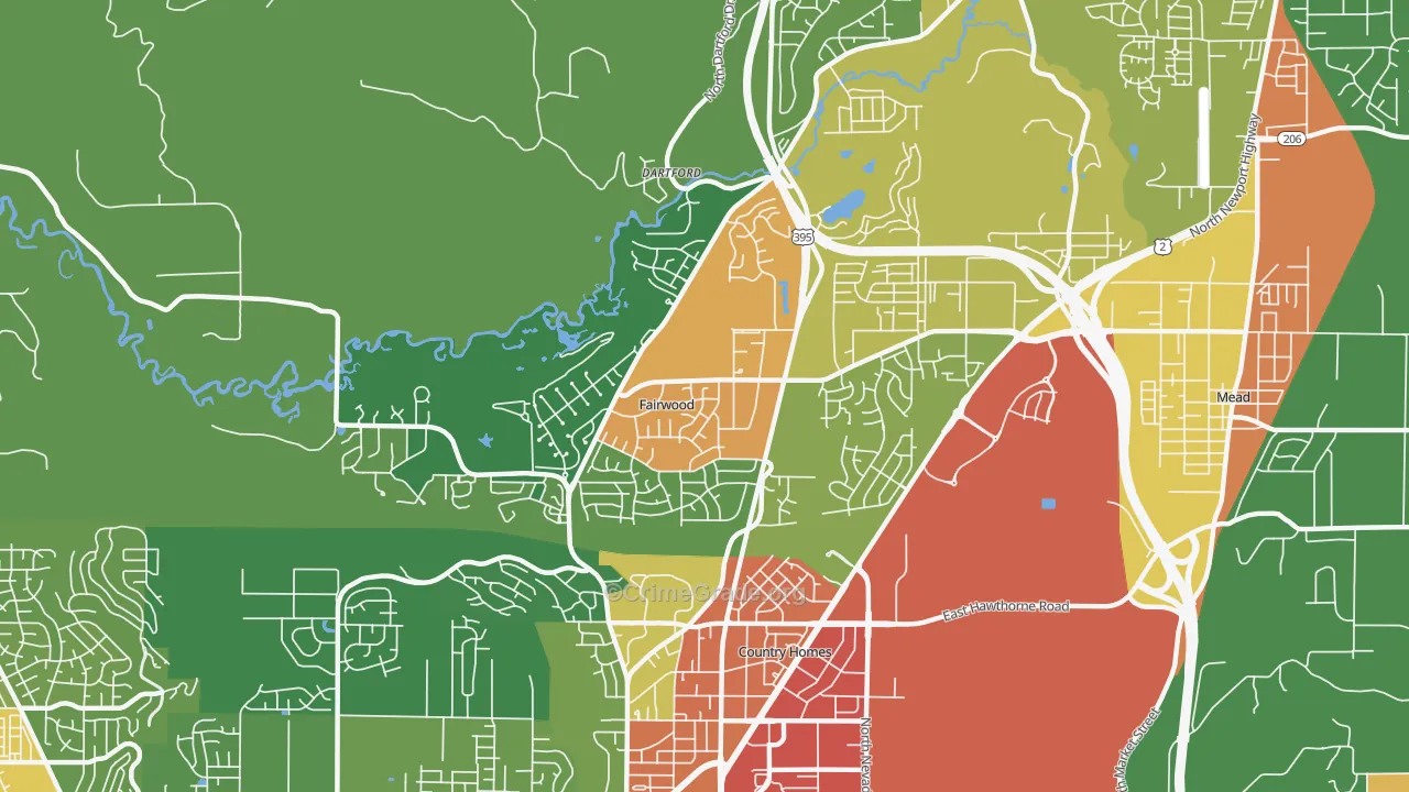 fairwood, Spokane, WA Map of Theft Rates
