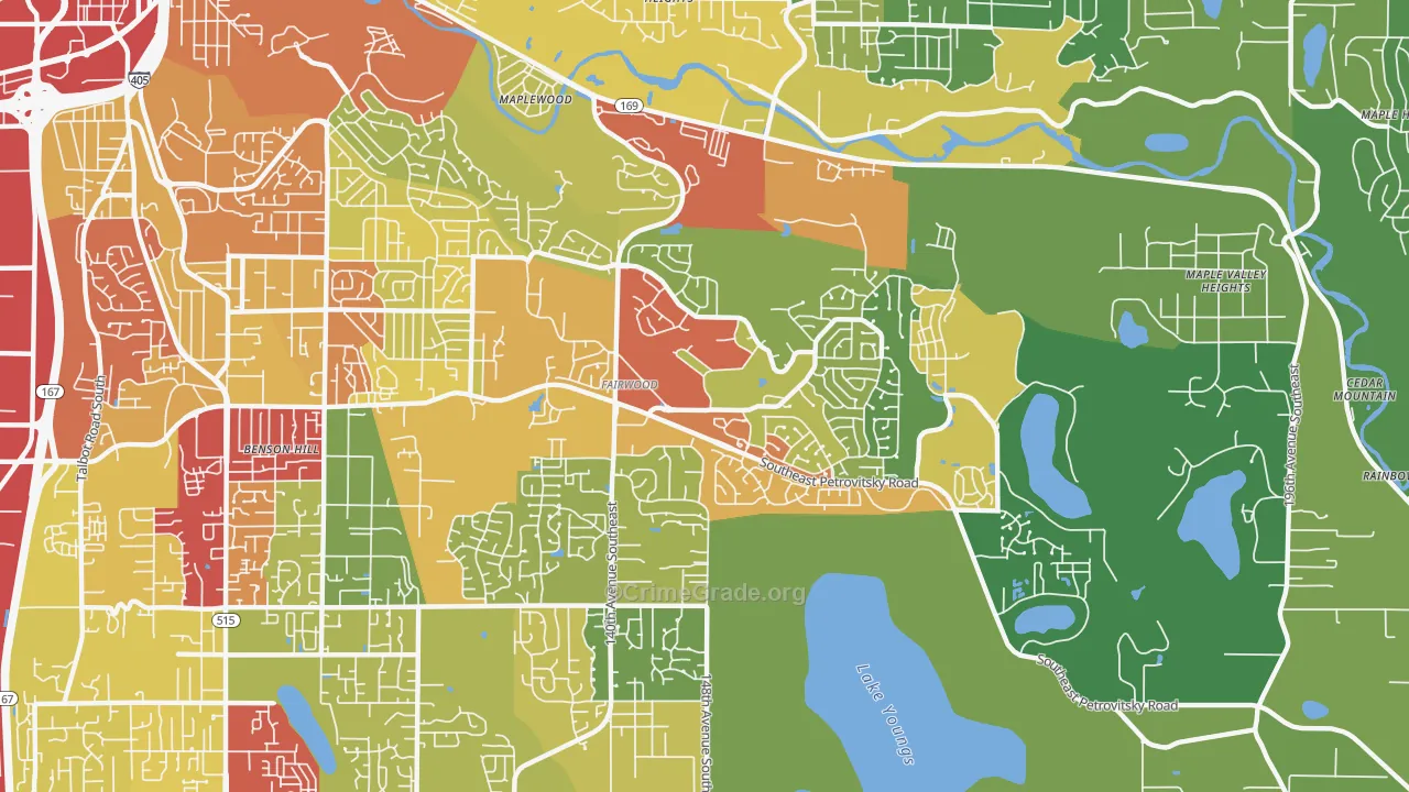 Fairwood, WA Map of Theft Rates