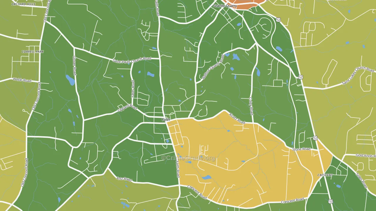 Faith, NC Map of Theft Rates
