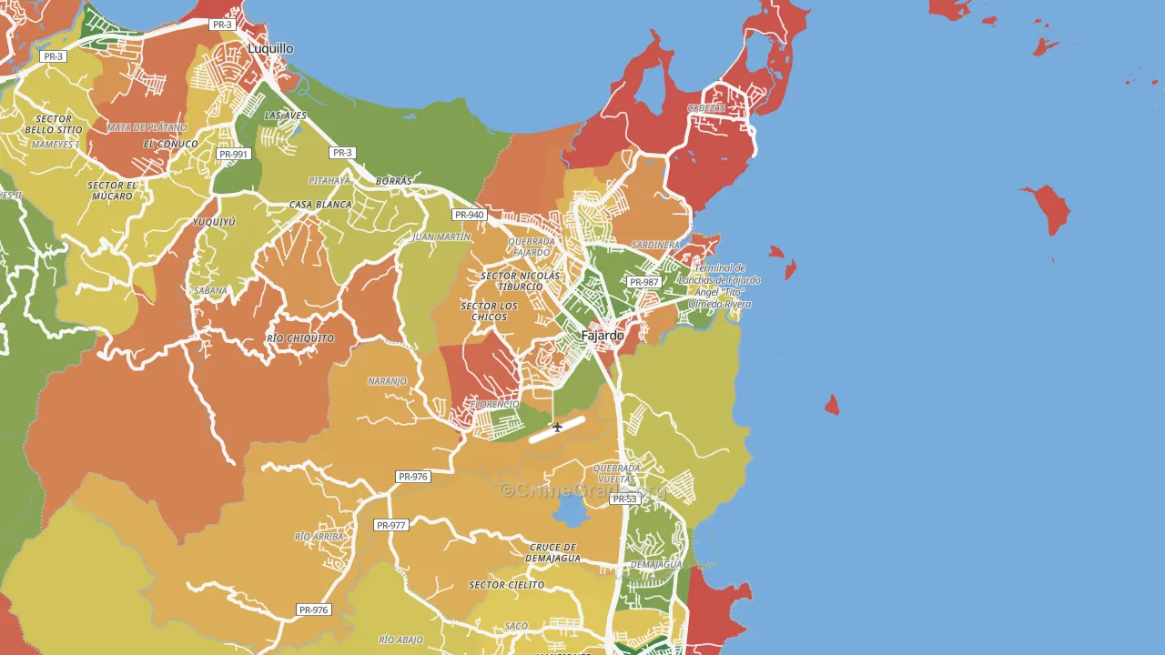 Fajardo Municipio, PR Map of Theft Rates