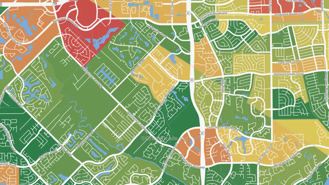 Falcon Landing, Katy, TX Map of Theft Rates