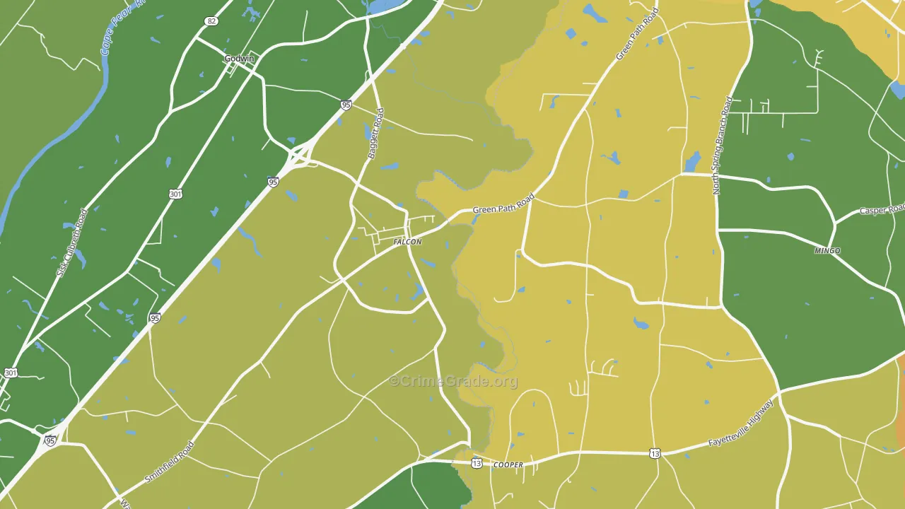 Falcon, NC Map of Theft Rates