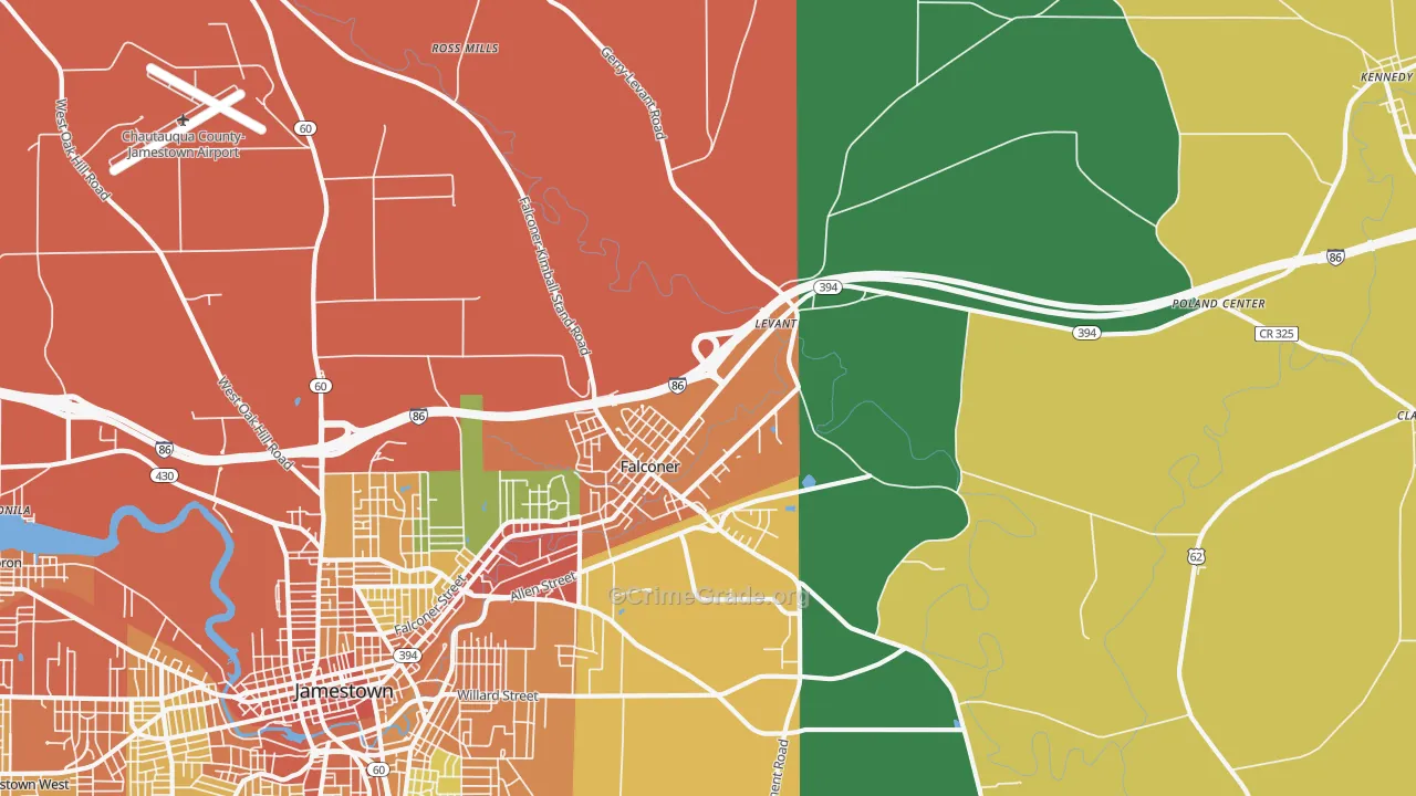 Falconer, NY Map of Theft Rates