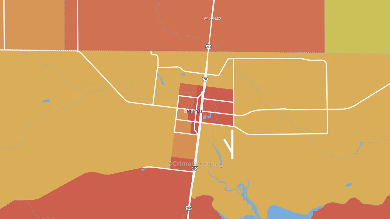 Falfurrias, TX Map of Theft Rates