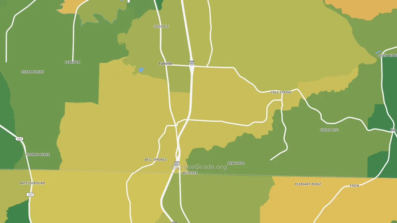 Falkville, AL Map of Theft Rates