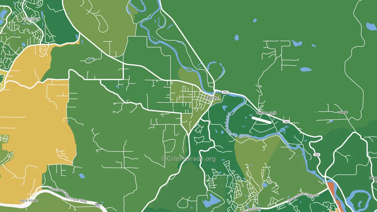 Fall City, WA Map of Theft Rates