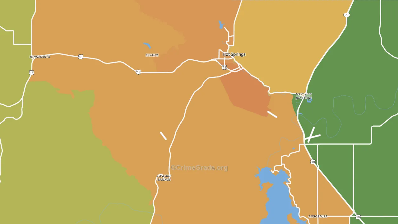 Fall River County, SD Map of Theft Rates