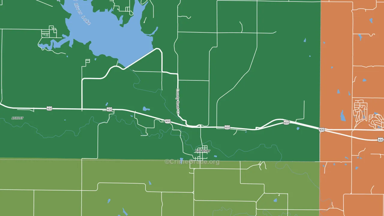Fall River, KS Map of Theft Rates
