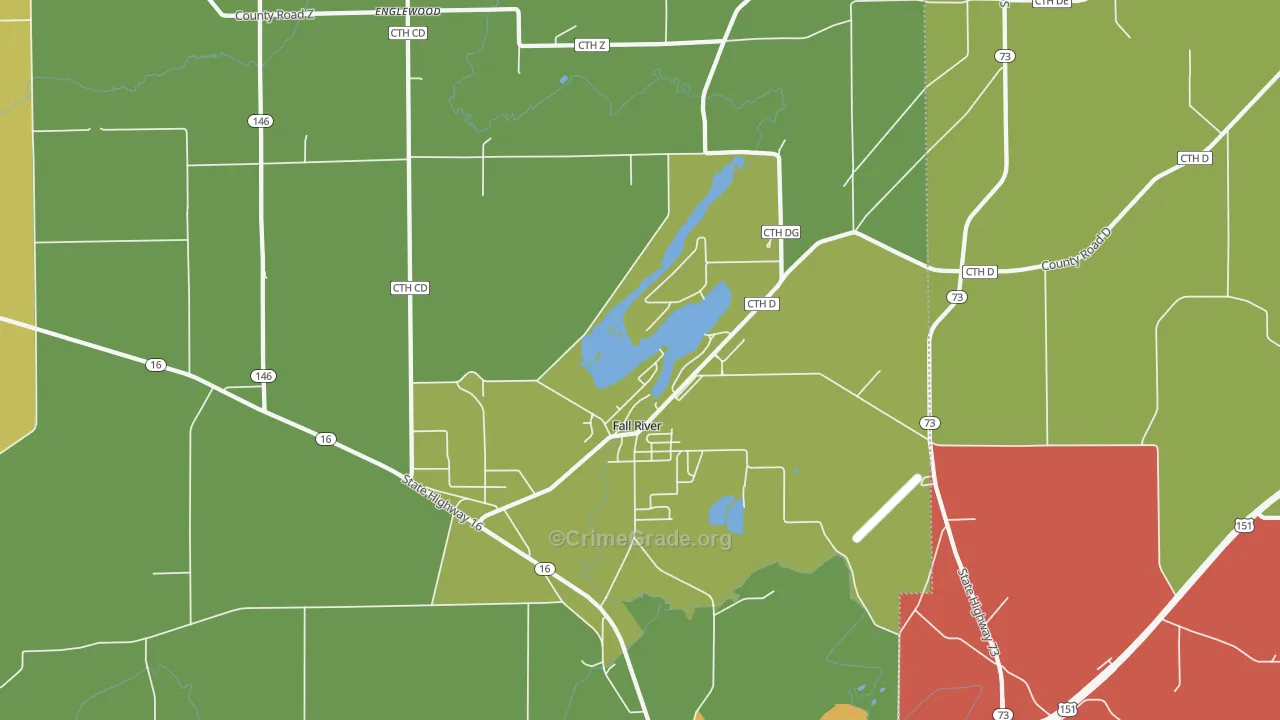 Fall River, WI Map of Theft Rates