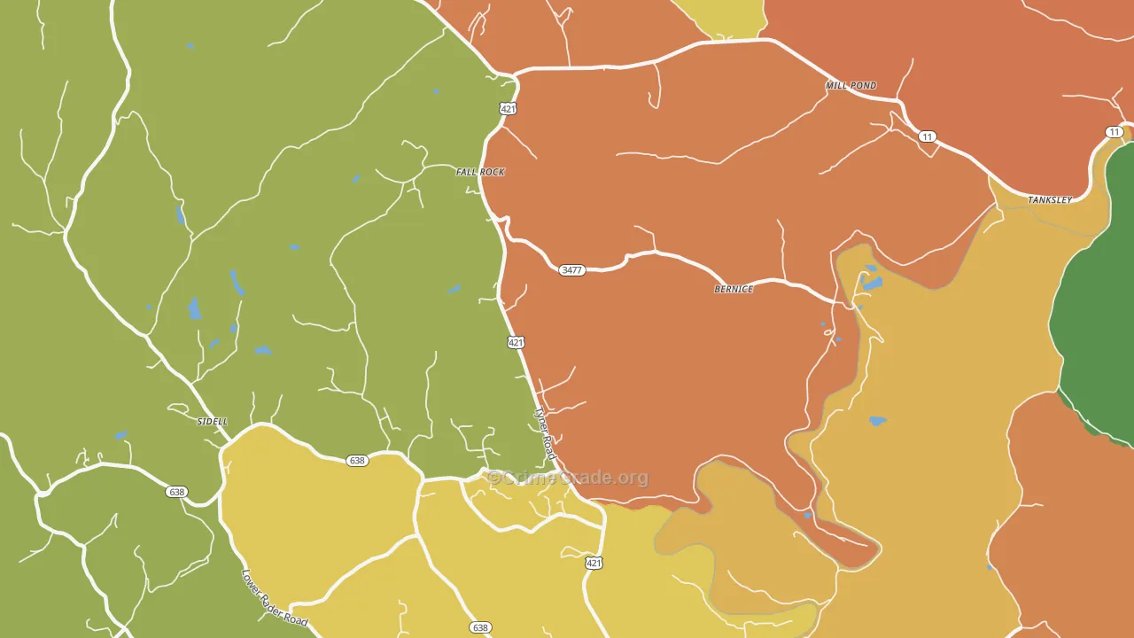 Fall Rock, KY Map of Theft Rates