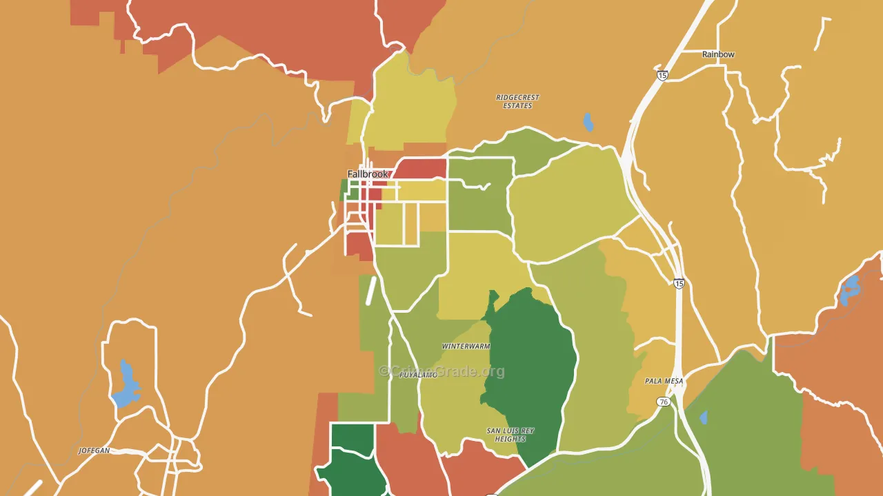 Fallbrook, CA Map of Theft Rates