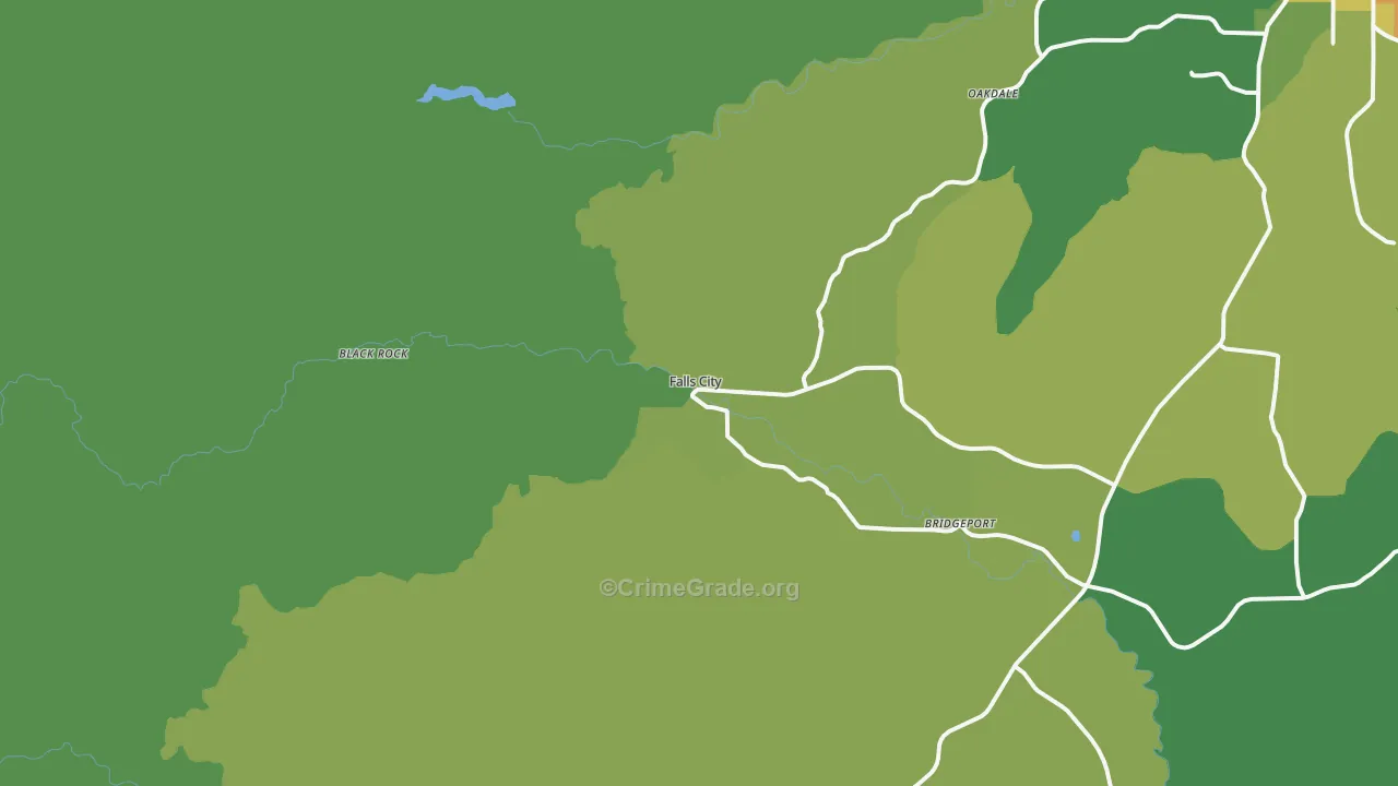 Falls City, OR Map of Theft Rates