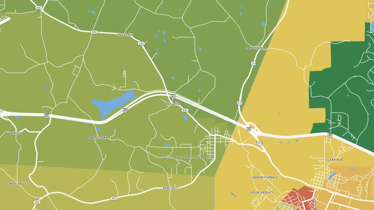 Falls Creek, PA Map of Theft Rates