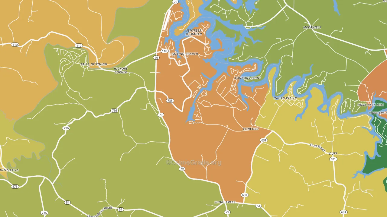 Falls Of Rough, KY Map of Theft Rates