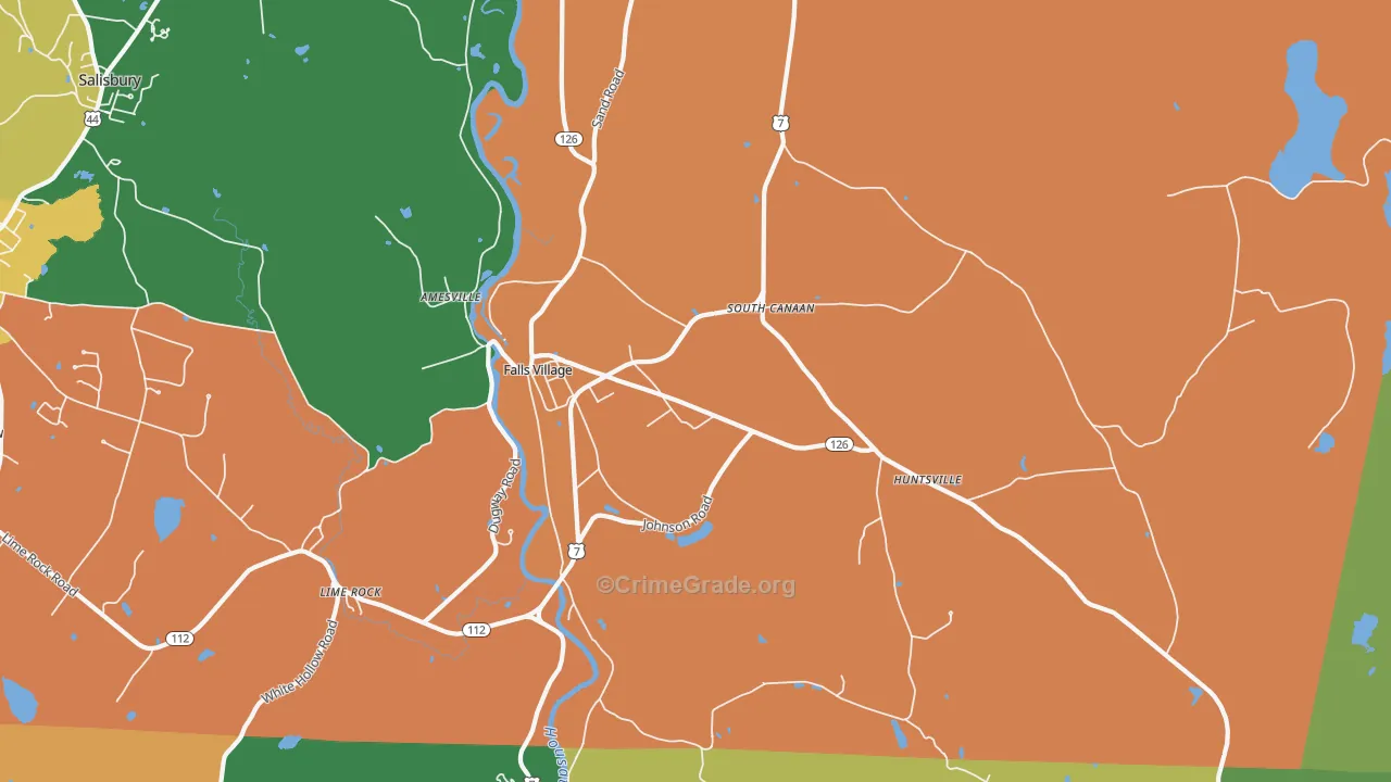 Falls Village, CT Map of Theft Rates